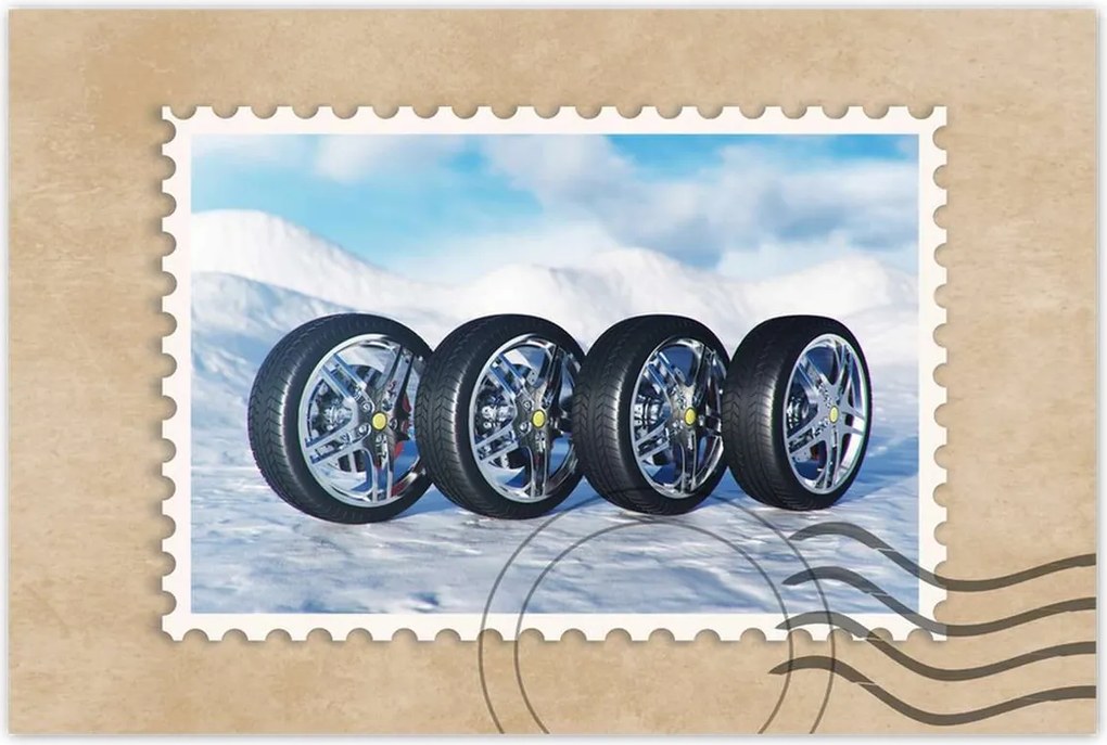 Poszterek 120x80 Nyári gumiabroncsok a hóban