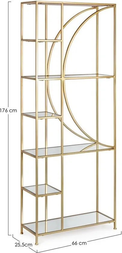 Aranyszínű acél könyvespolc 66x176x25,5 cm Elenor – Bizzotto