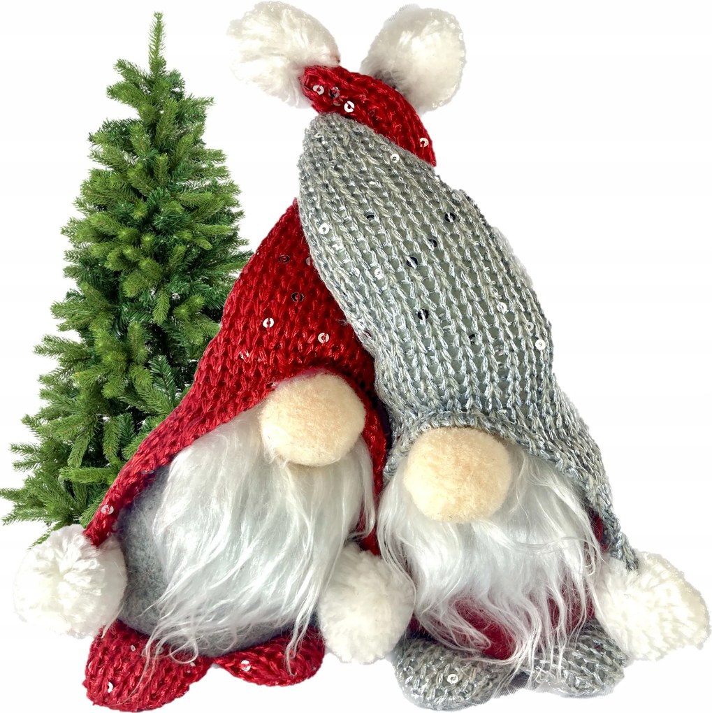 2x Manó Törpe Pár Pomponokkal Karácsonyi Mikulás Dekoráció