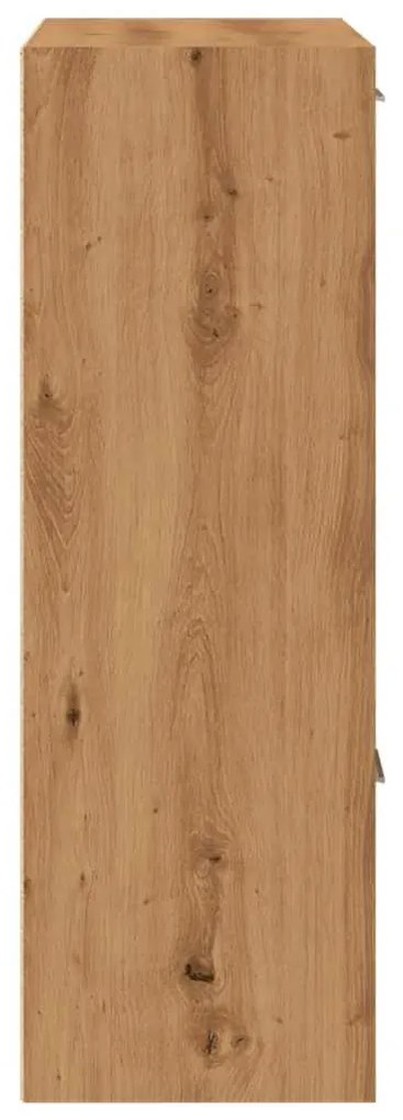 kézműves tölgy színű szerelt fa könyvespolc 60,5 x 30 x 90 cm