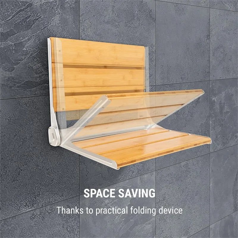 OneConcept Arielle, zuhanyszék, bambusz, alumínium, lehajtható, teherbírás max. 160 kg, fa