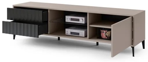 TV szekrény RONJA fiókokkal taupe/fekete színben