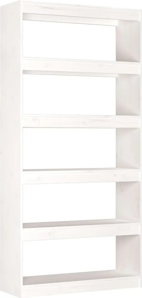vidaXL fehér tömör fenyőfa könyvszekrény/térelválasztó 80x30x167,4 cm