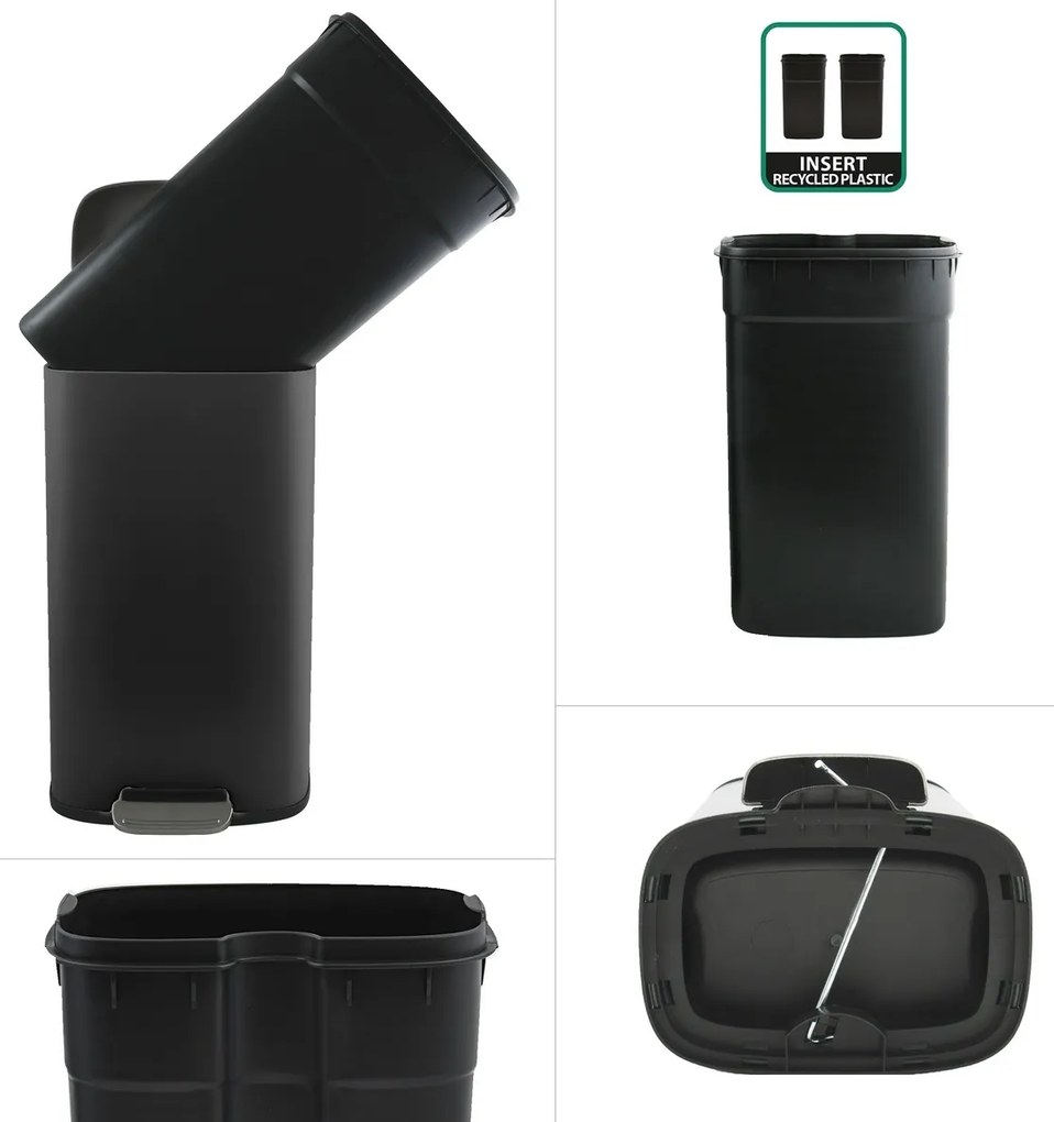 Spirella Soft-close Akira pedálos hulladékgyűjtő 30 l, matt fekete, 30 l
