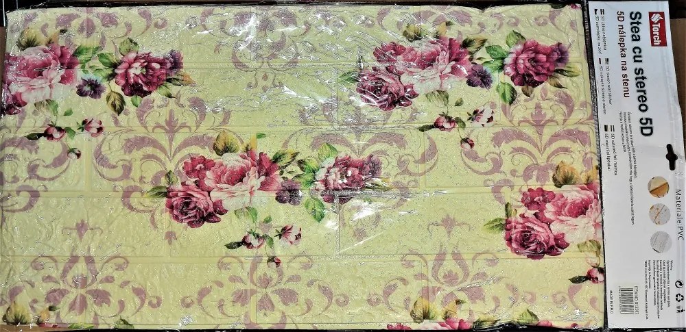 10 Darab Öntapadós 3d Tégla Hatású Dekor Falmatrica Tapéta Szobába Rózsa Virág Mintás Színben 70x70x0,6 Cm