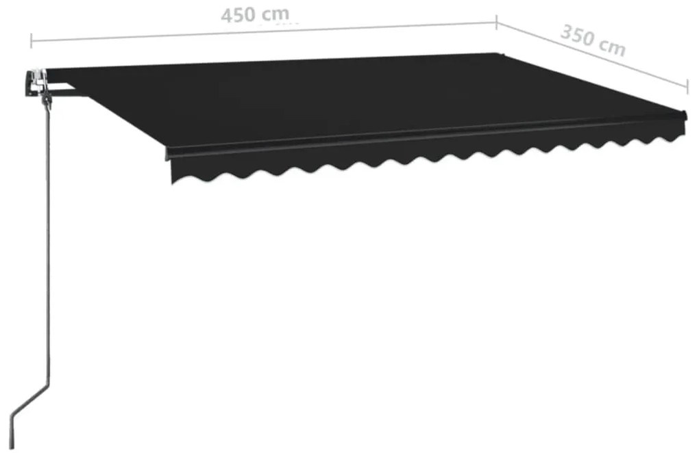 antracitszürke szélérzékelős és LED-es napellenző 450 x 350 cm