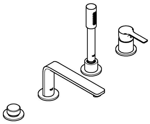 GROHE 19577001 - LINEARE négylyukas kádcsaptelep kombináció, fényes króm
