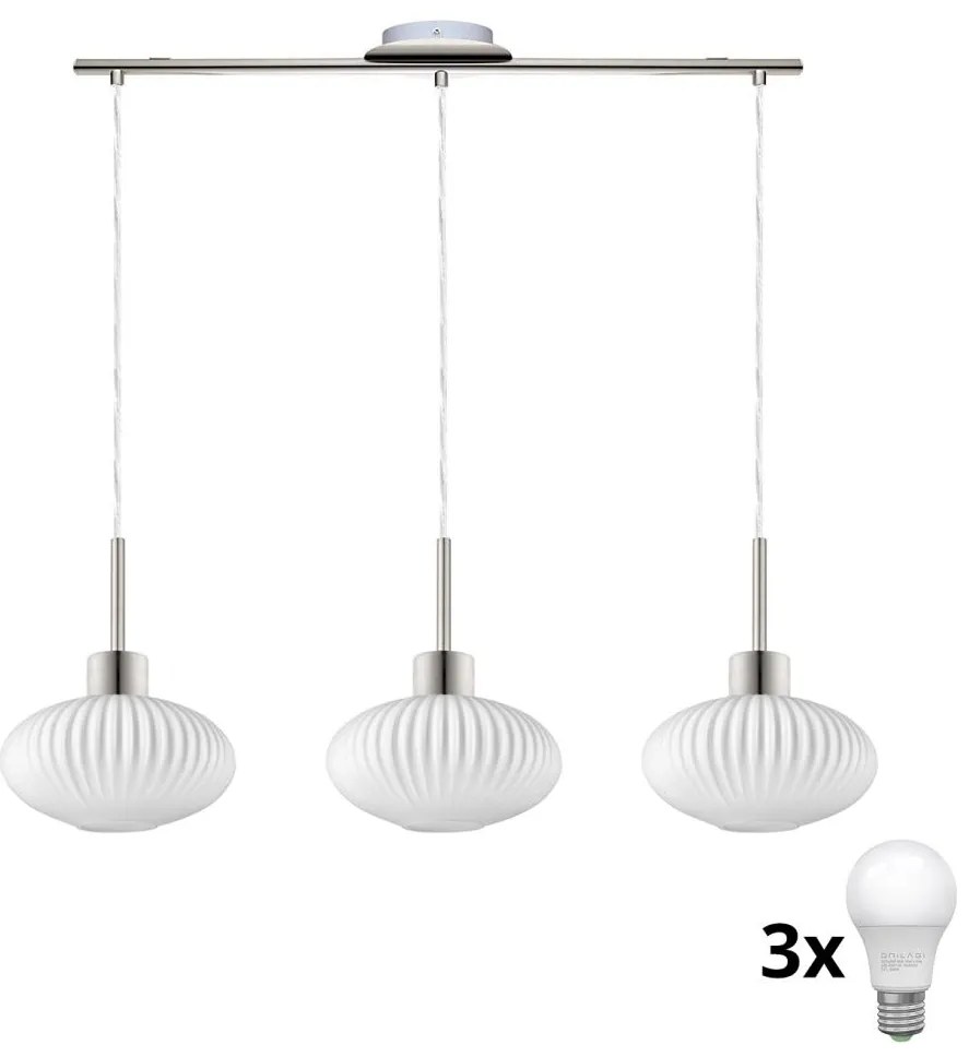 LED csillár kábellel HARMA 3xE27/60W/230V matt króm/fehér