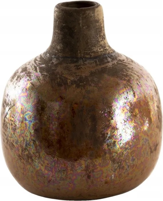 Barna réz kerámia váza patinával Anne-marijn 9x9 cm