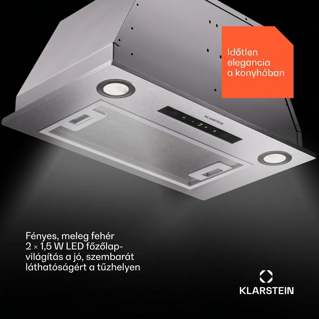 Klarstein Paolo 52 Beépíthető főzőlap 52 cm 463 m³/h LED Touch A++