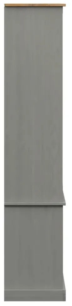 VIGO szürke üvegvitrines tömör fenyőfa szekrény 85x35x170 cm