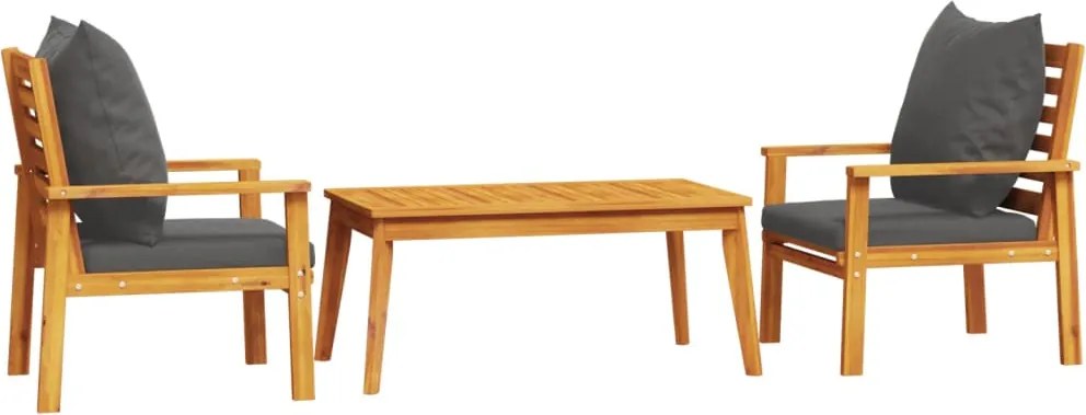 vidaXL 3 részes tömör akácfa kerti ülőgarnitúra párnákkal