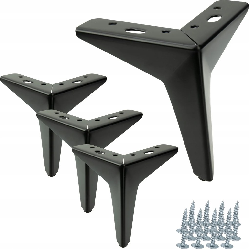 Szett 4 db bútorláb Csillag fekete matt, magasság 13 cm