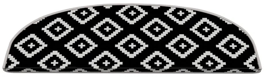 Fekete-fehér lépcsőszőnyeg szett 16 db-os 20x65 cm Art – Vitaus