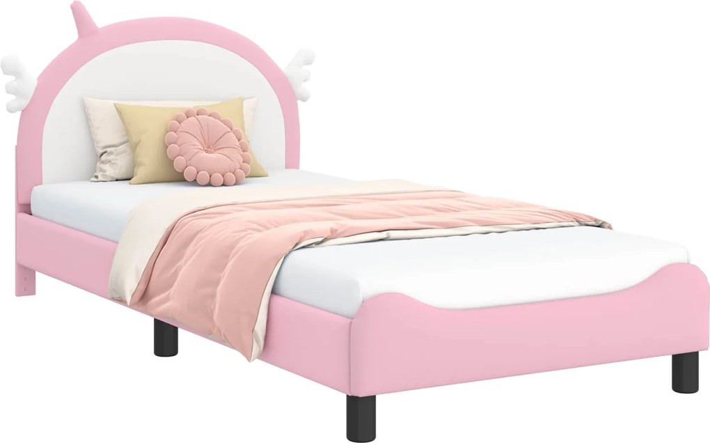 vidaXL Gyerekágy kerettel fejtámlával Rózsaszín 80 x 200 cm PU