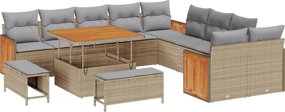 vidaXL Kerti Kanapé Szett párnával 13 pcs Beige és Világosszürke