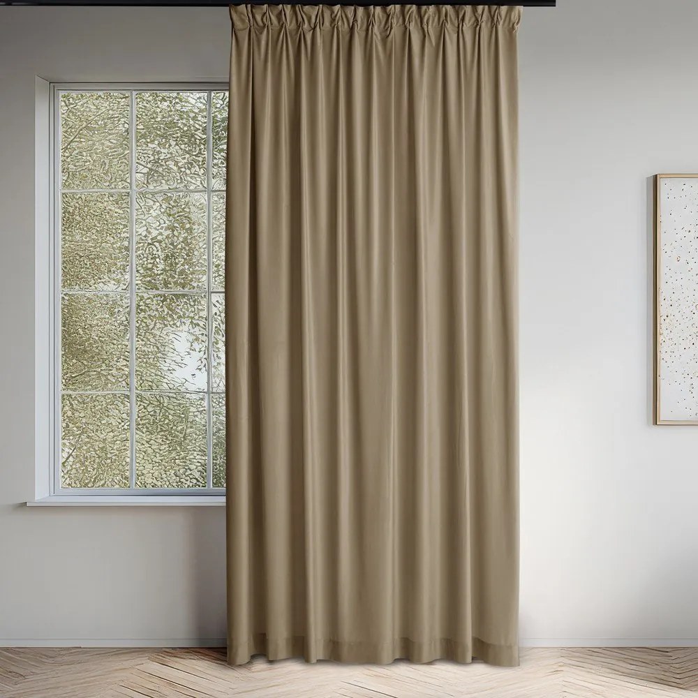 Bézs bársony dimout (részleges sötétítő) függöny 140x175 cm Velto – Filumi