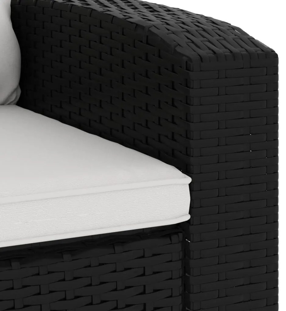 fekete polyrattan dönthető kerti szék párnával
