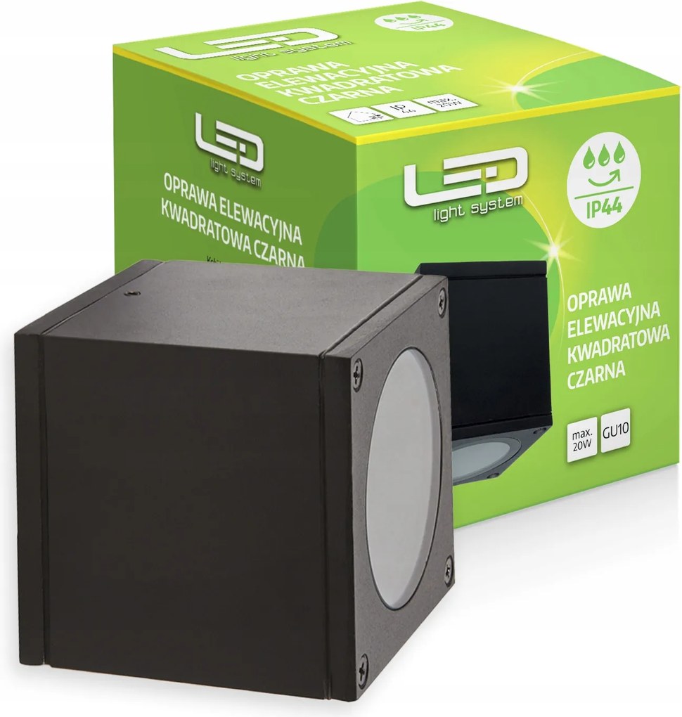 Homlokzati Lámpatest Négyszögletes, Fekete Lls