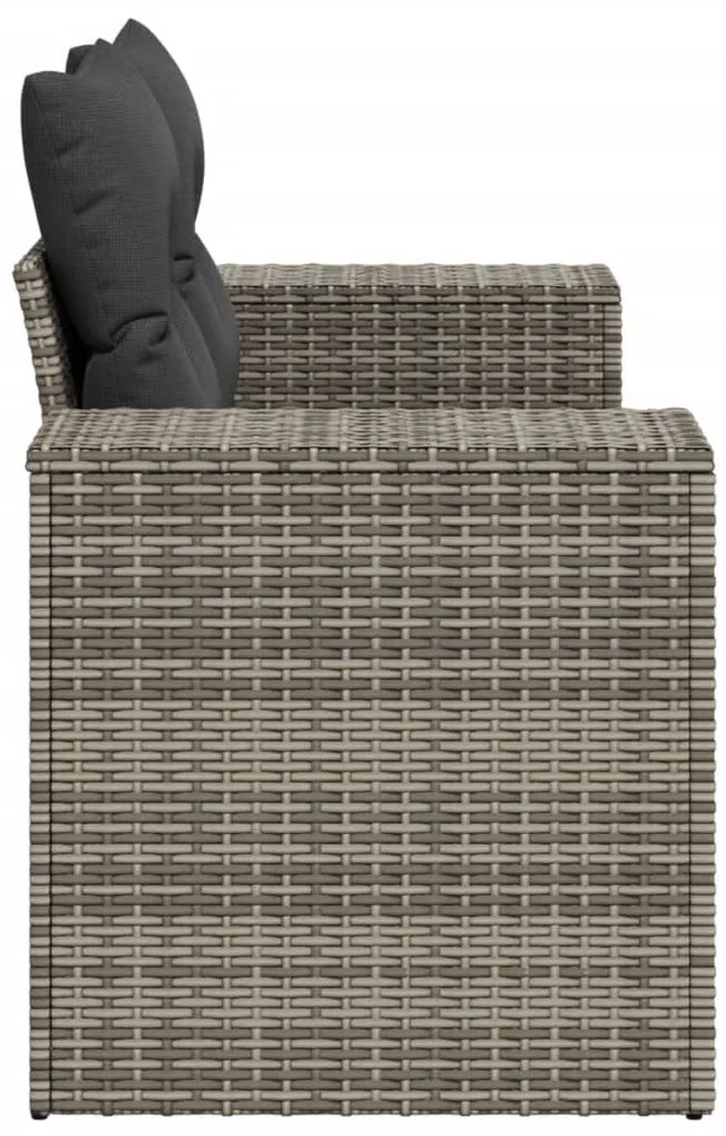 2 személyes szürke polyrattan kerti kanapé párnával
