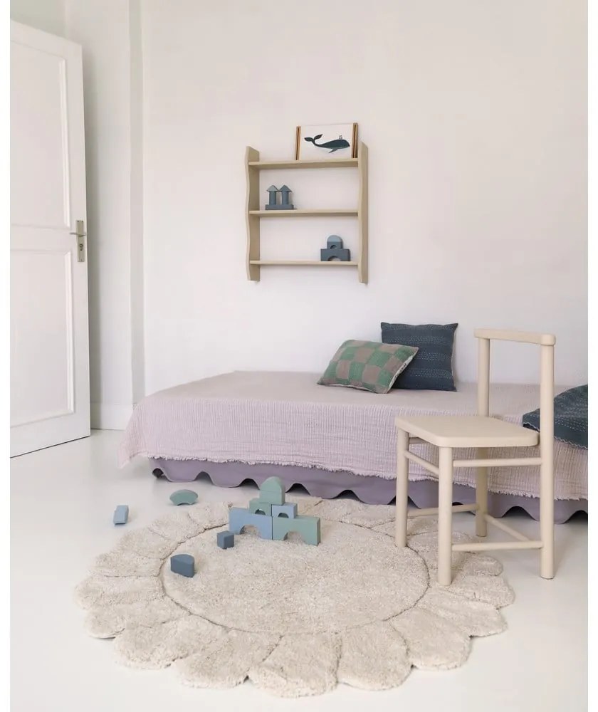 Krémszínű mosható kézi szövésű pamut gyerek szőnyeg ø110 cm Gabrielle – Nattiot