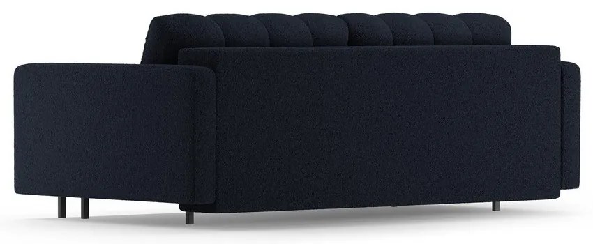 Sötétkék buklé kinyitható tárolóhelyes kanapé 222 cm Bali – Cosmopolitan Design