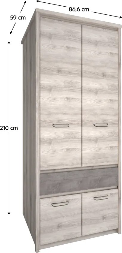 Szekrény 4D1S, nairobi gesztenye/onix, JESI NEW