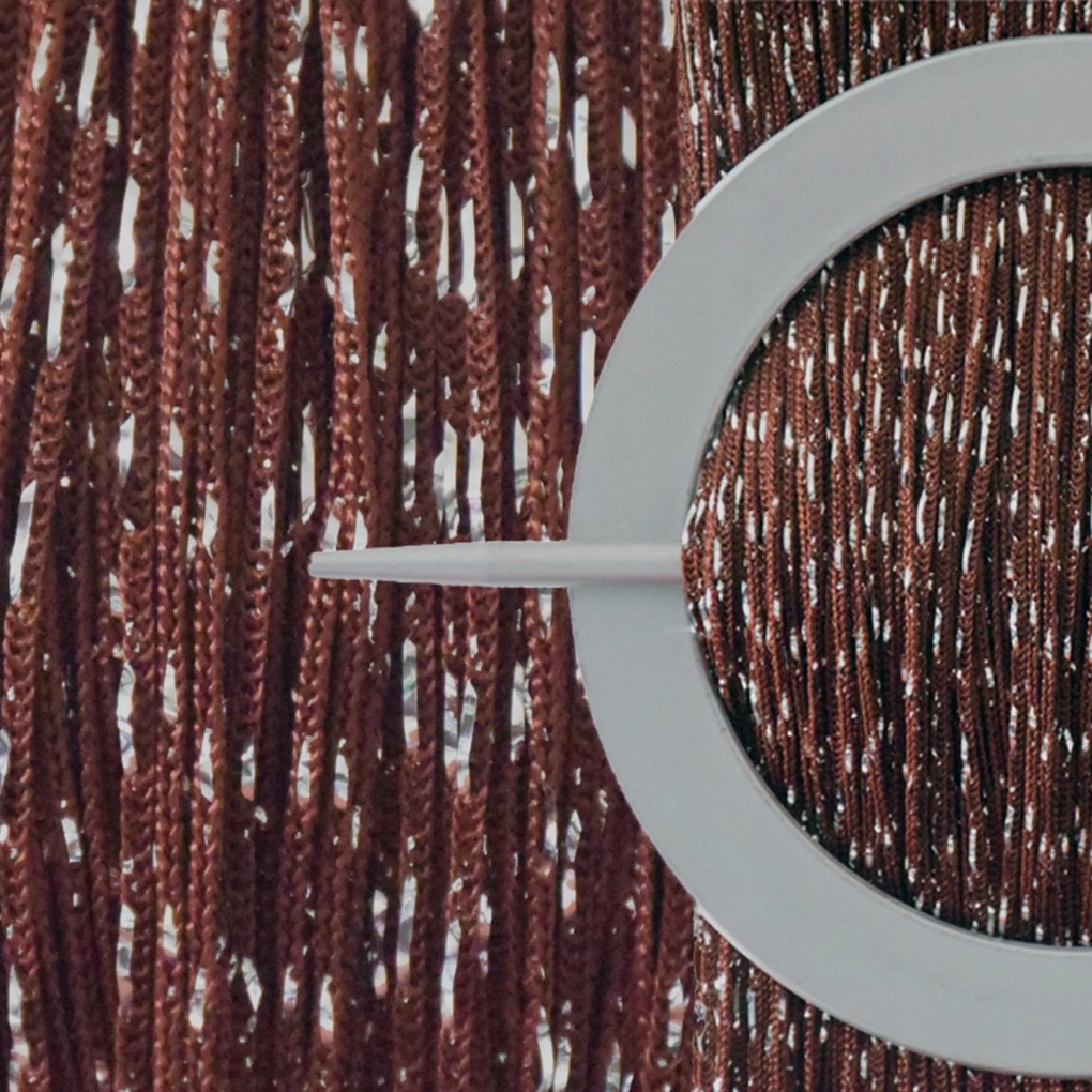 Függöny Spagetti 100 x 200 Fonott Ezüst Cérna Zsinór Barna