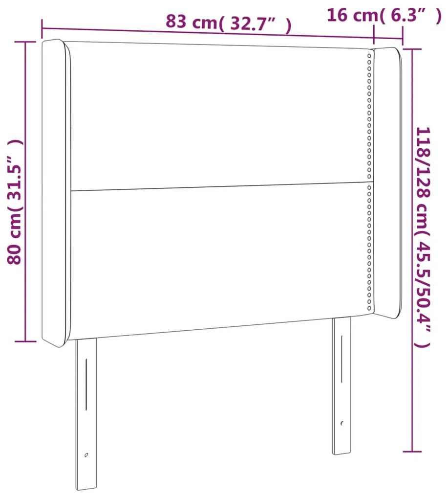 szürke műbőr LED-es fejtámla 83x16x118/128 cm