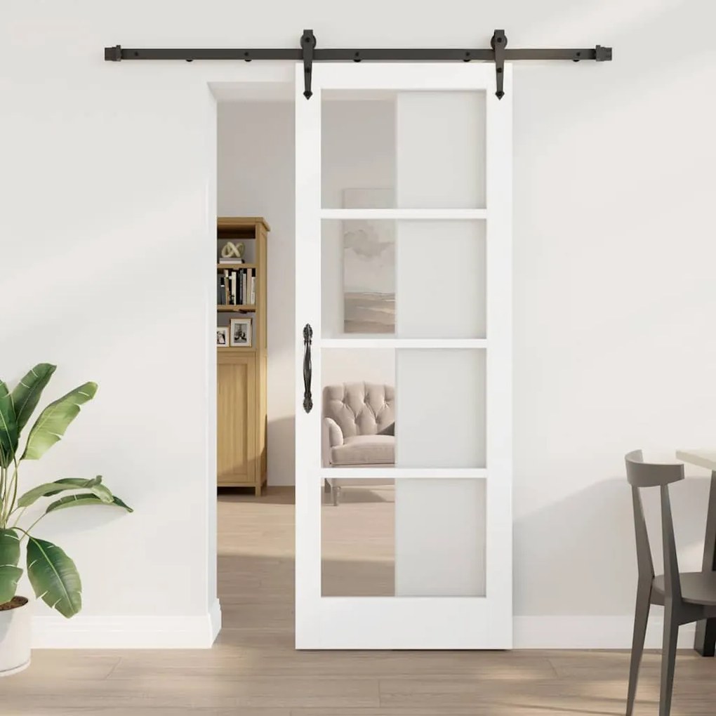 Egyszerű Csúszó Ajtó Fehér 78 x 211 cm Fa és fém