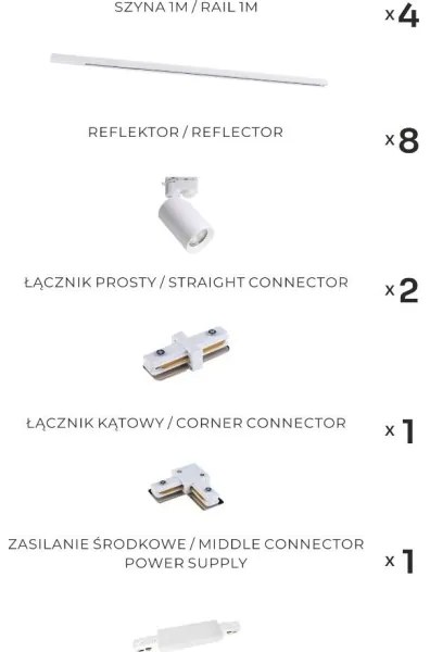 Zuma Line 3585 - TORE sínrendszeres spotlámpa 8xGU10/35W/230V fehér