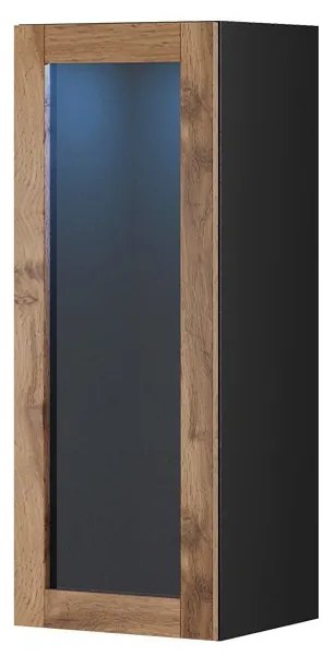 Vitrin 90 üveg Zylia (fekete + wotan tölgy)  (világítás nélkül). 1060034