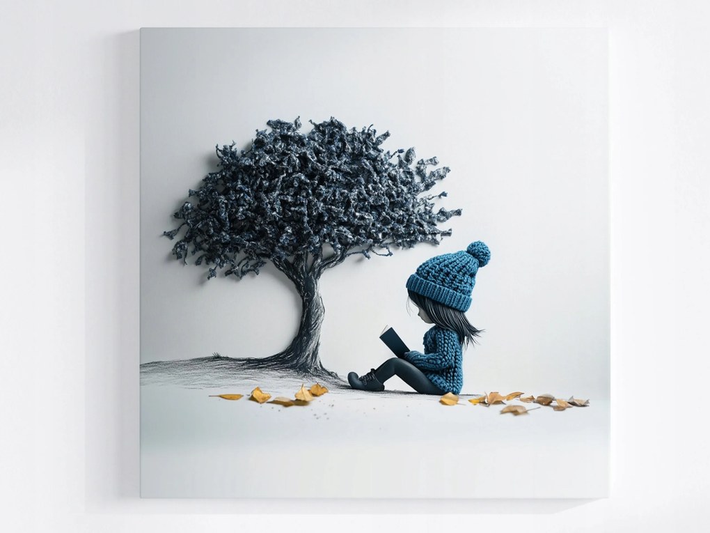 Poszter Lány Gyerek Könyv Fa Ősz 3D 80x80