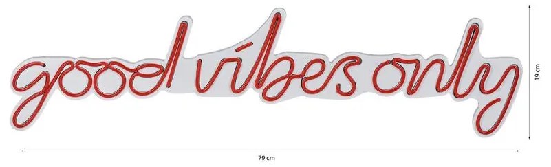 Műanyag LED-es fali dekoráció, Good Vibes Only - Red