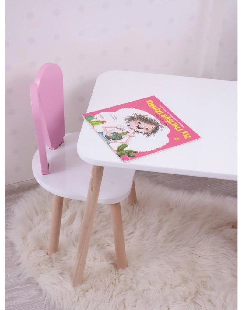 Gyerekasztal székekkel Bunny One Chair Set - Pink, White