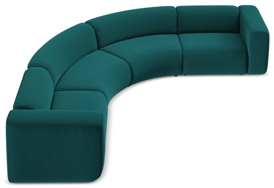 Türkiz bársony sarokkanapé Ekahi – Makamii