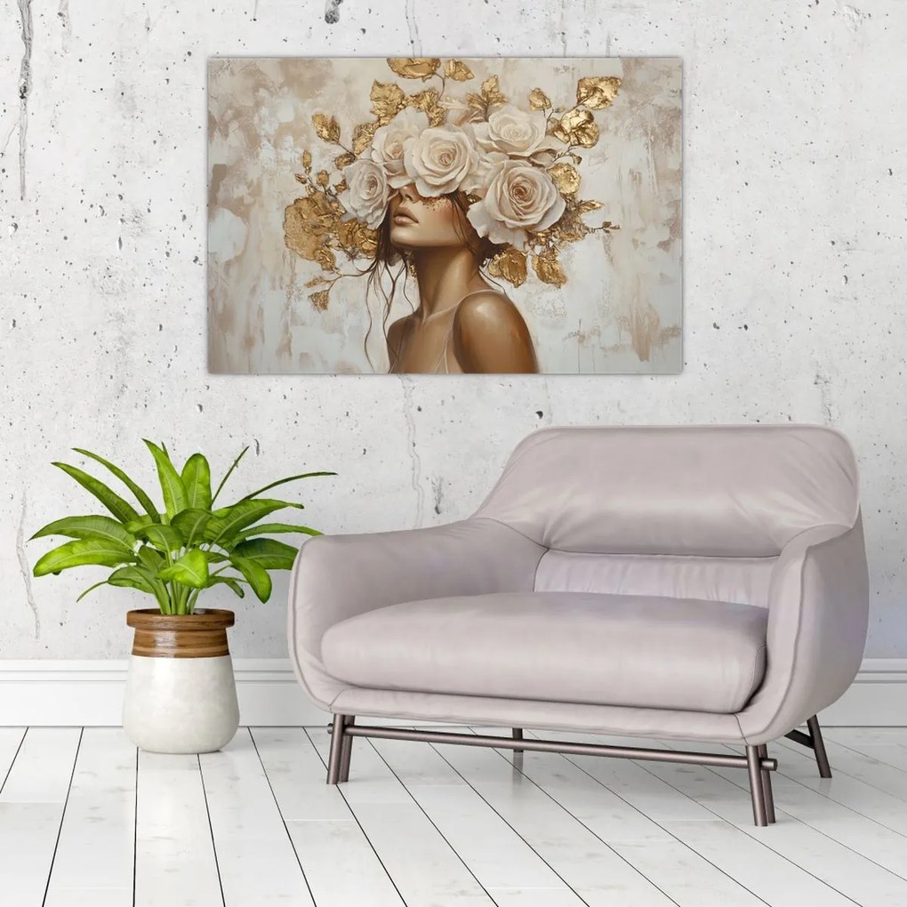 Kép - Lány rózsákkal (90x60 cm)