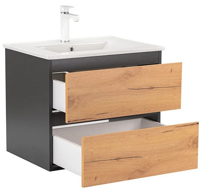 Vario Forte 60 komplett fürdőszoba bútor antracit-tölgy