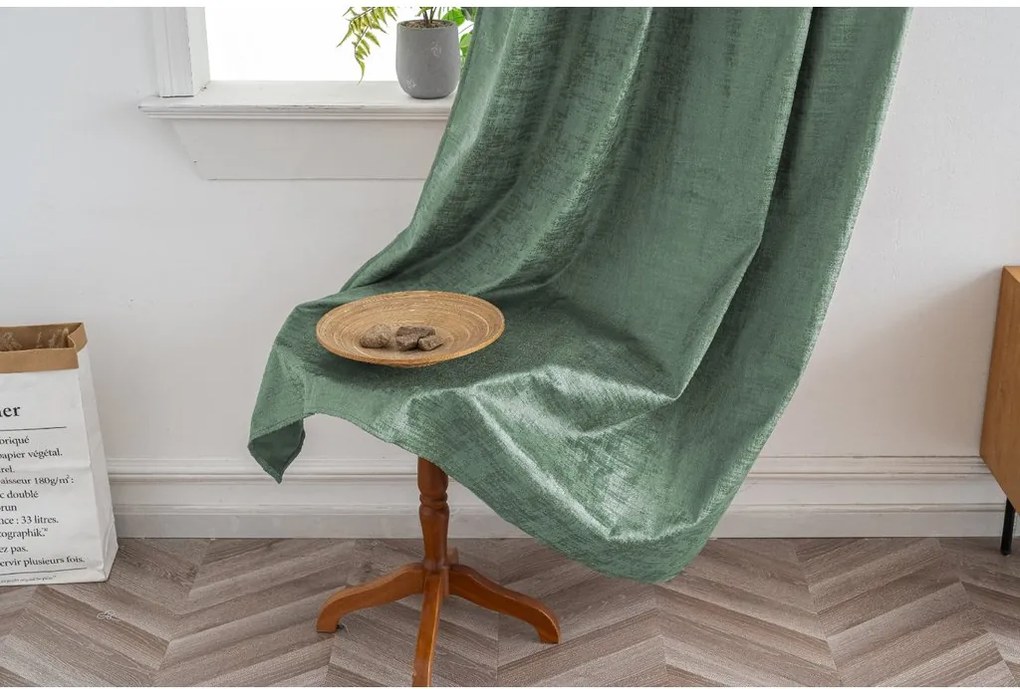Sötétítő függöny LOOM VELVET 140x250 cm, zöld Felfüggesztés: Fém gyűrűk
