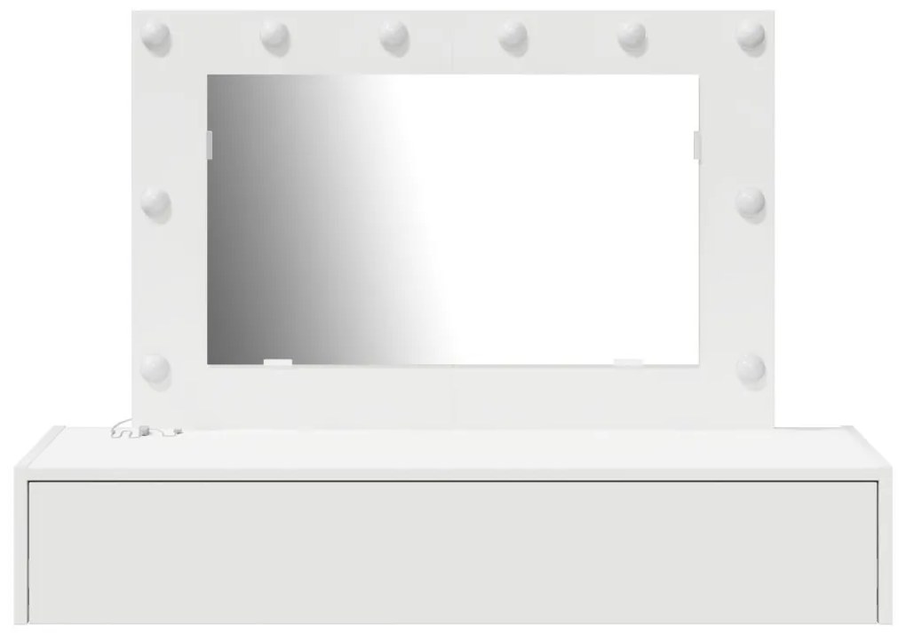 vidaXL Öltözködőasztal tükör lámpákkal Fehér 100 x 40 x 70 cm Faanyag