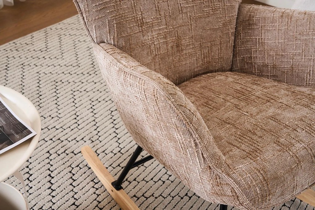 Hintaszék, relaxációs szék kordbársony kárpitozással, bézs-khaki színű