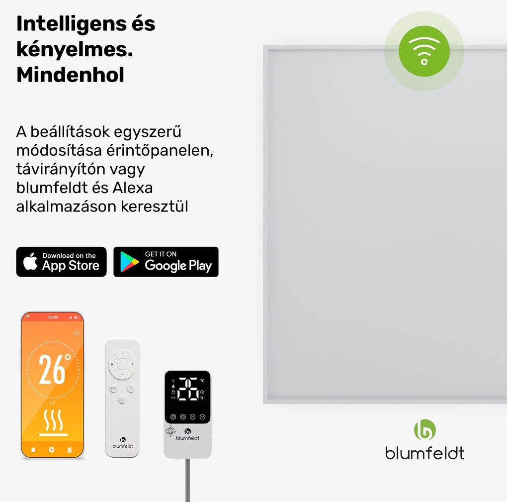 Blumfeldt RadiantSmart IR Heater, Infravörös hősugárzó, Külső termosztát, 360 W, Energiatakarékos
