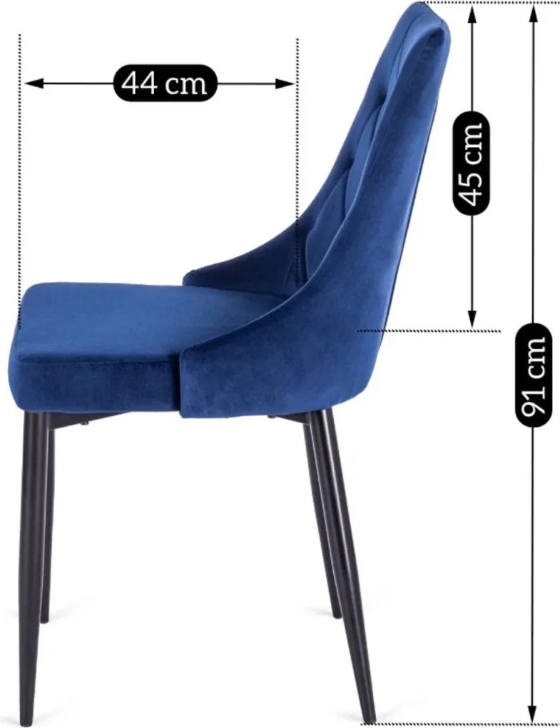 Szék sötétkék bársony kivitelben. CORK