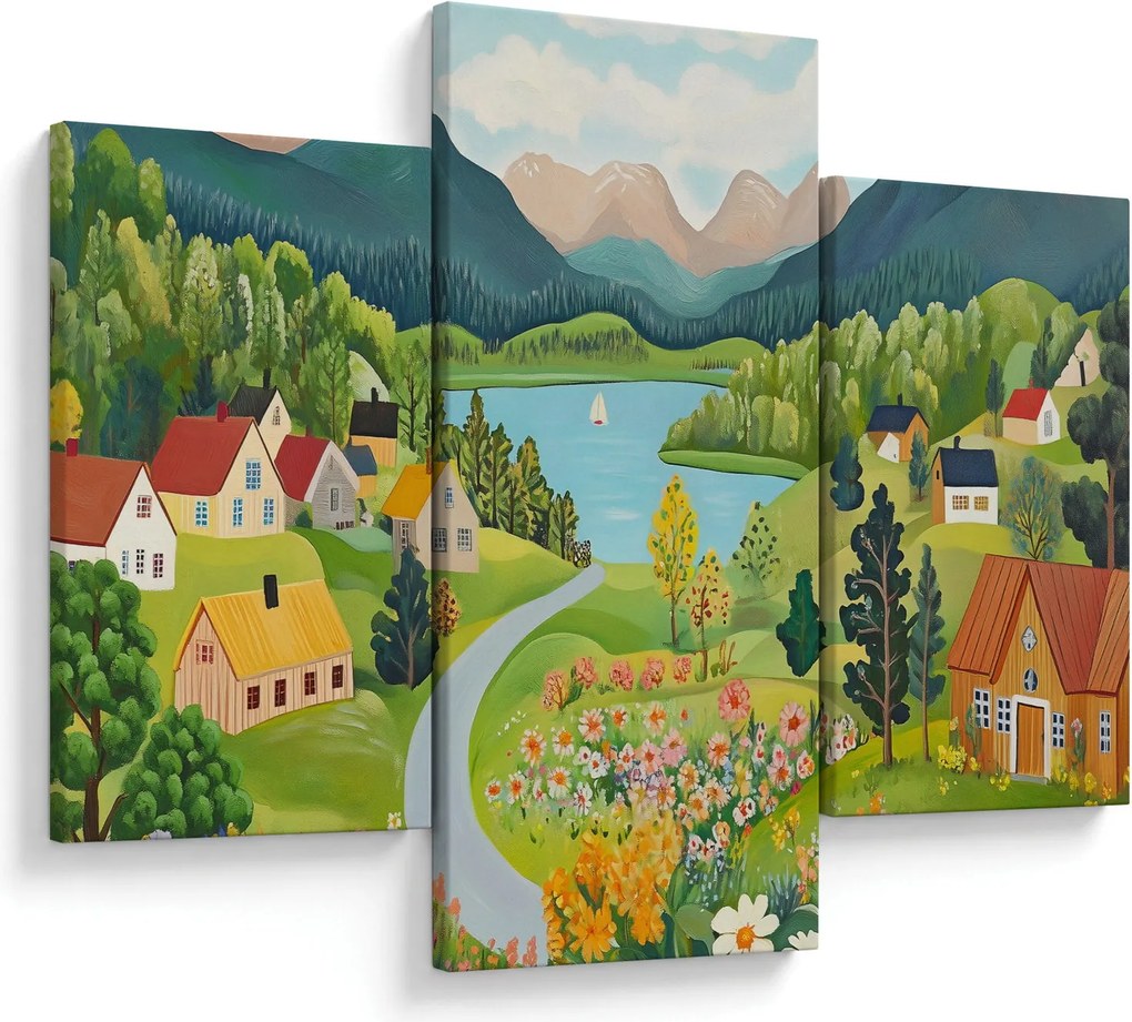 Kép - Falu a hegyekben (90x60 cm)