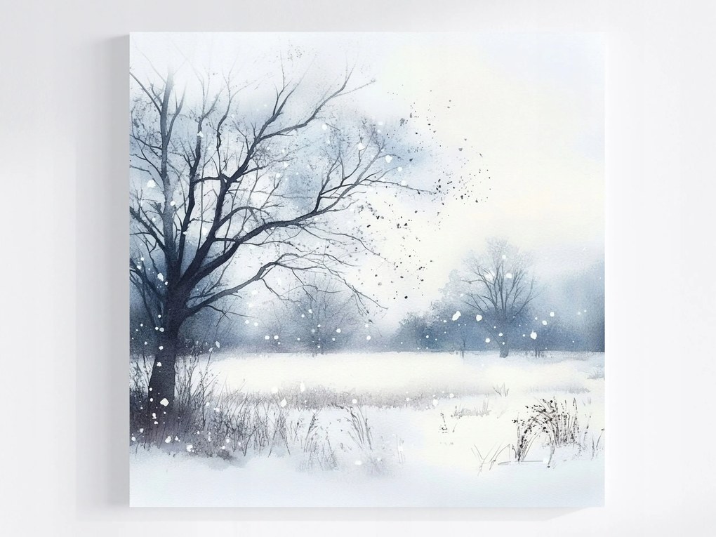 Vászonkép Canvas Tájkép Fa Tél Hó Hófúvás Fagy 80x80