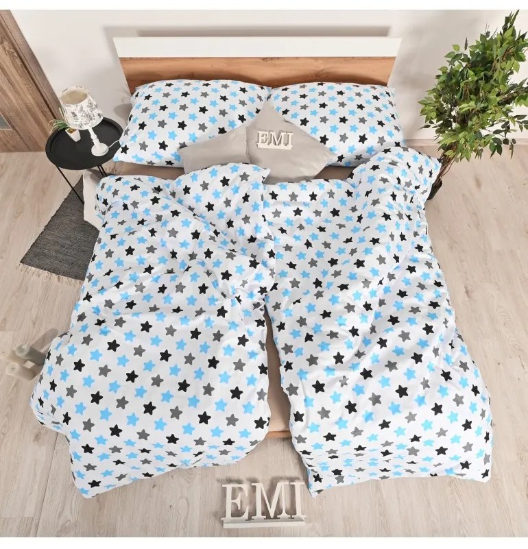 EMI Csillagok kék gyermek pamut ágyneműhuzat, Gyerekgarnitúra 90x130 + 45x65