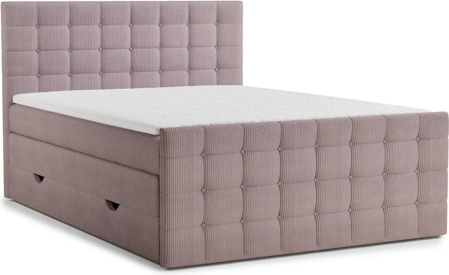 Lila ágyneműtartós boxspring ágy 200x200 cm Tasca – Maison de Rêve