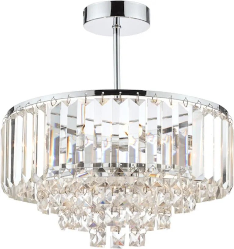 LAURA ASHLEY 3437217-Q VIENNA Kristály Mennyezeti Lámpa Fehér, Csiszolt Króm G9 IP20