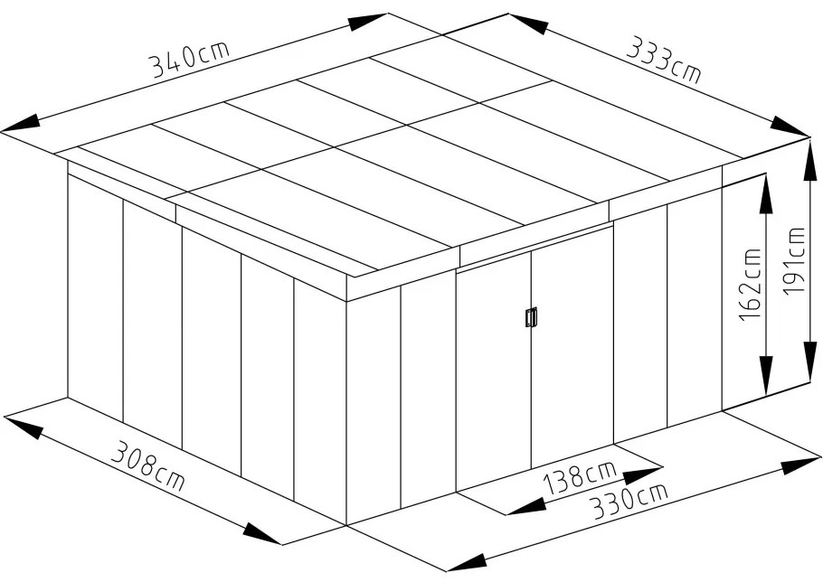 Kerti ház G21 GRAH 1132 - 340 x 333 cm, metálszürke