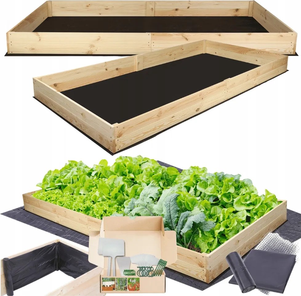 Magasított ágyás zöldséges láda virágtartó 18x200x120